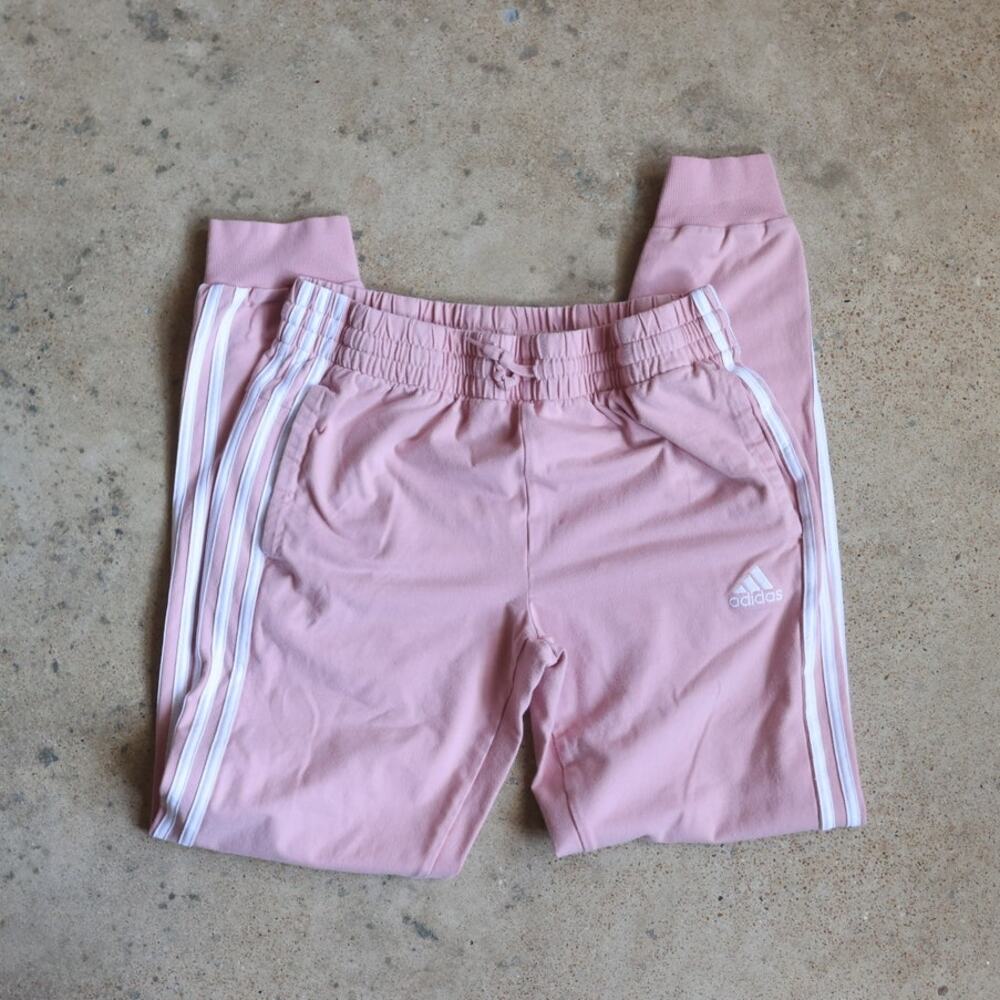 Vintage Y2K Adidas Baby Pink Track Pants 3-Stripes Joggers M